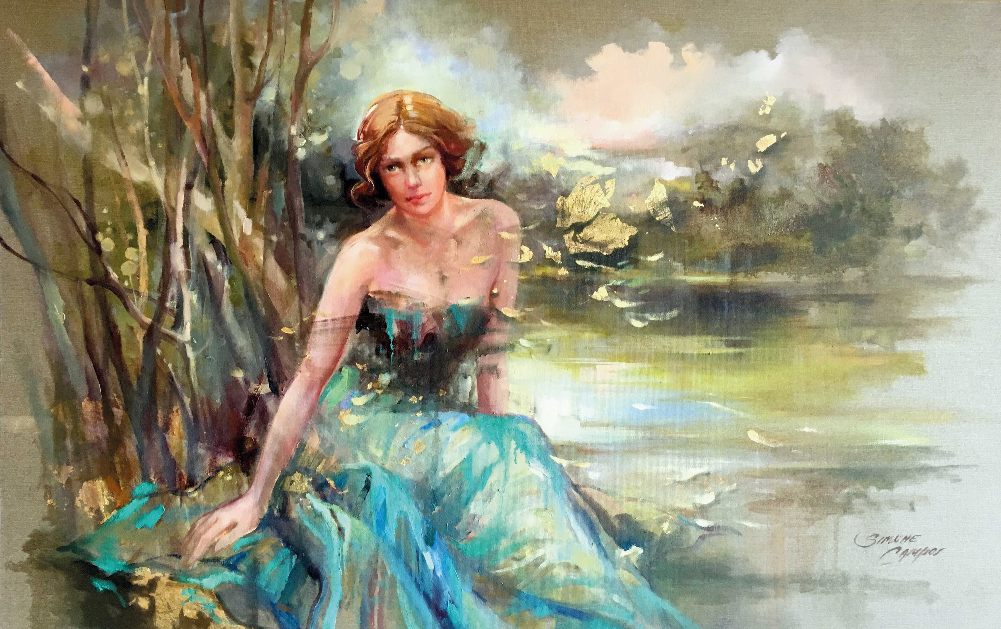 Woman on the lakeside